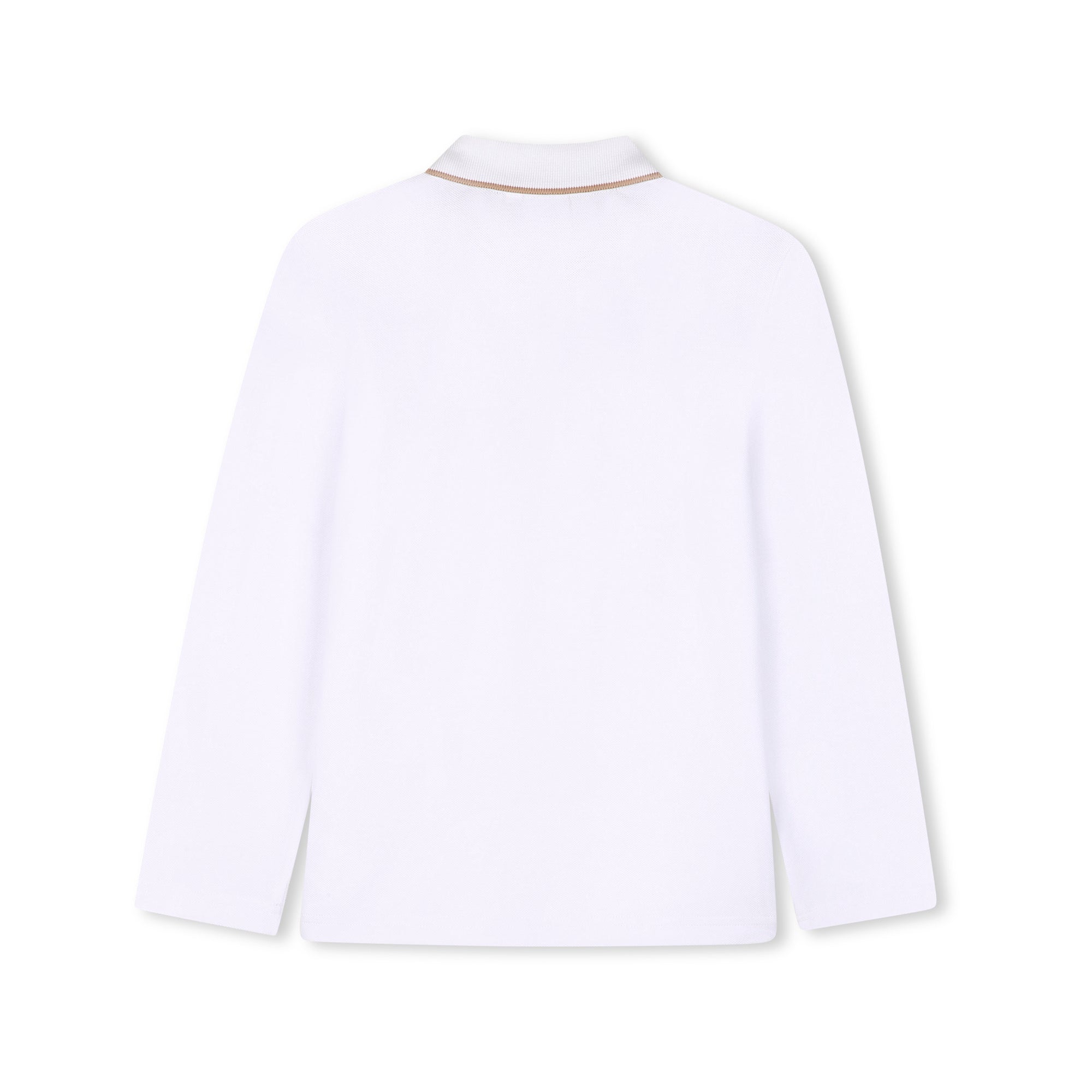 Boss-LS Pique Polo W Trim Around Collar And Placket White