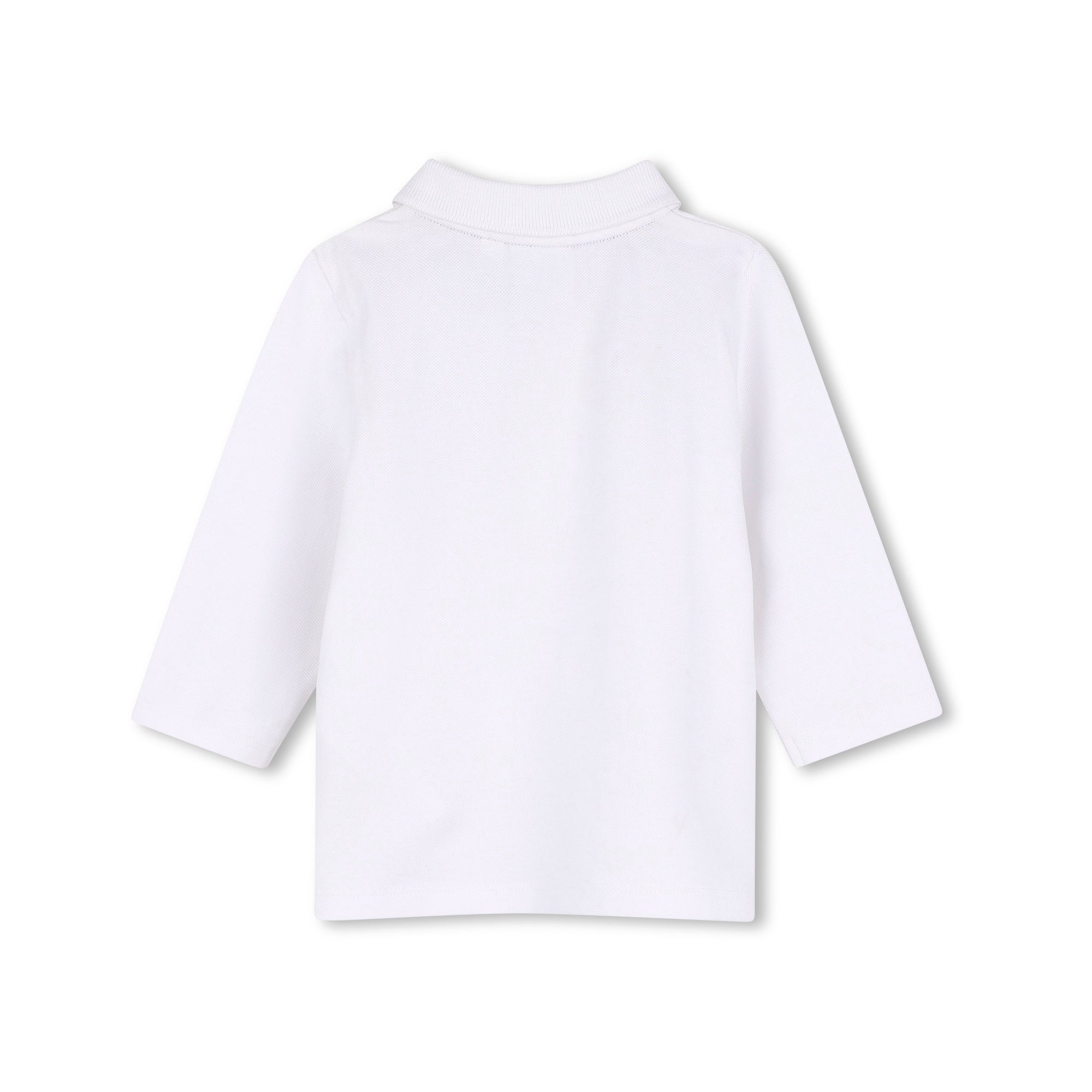 Boss-LS Pique Polo W/ Iconic Stripe Across Chest White