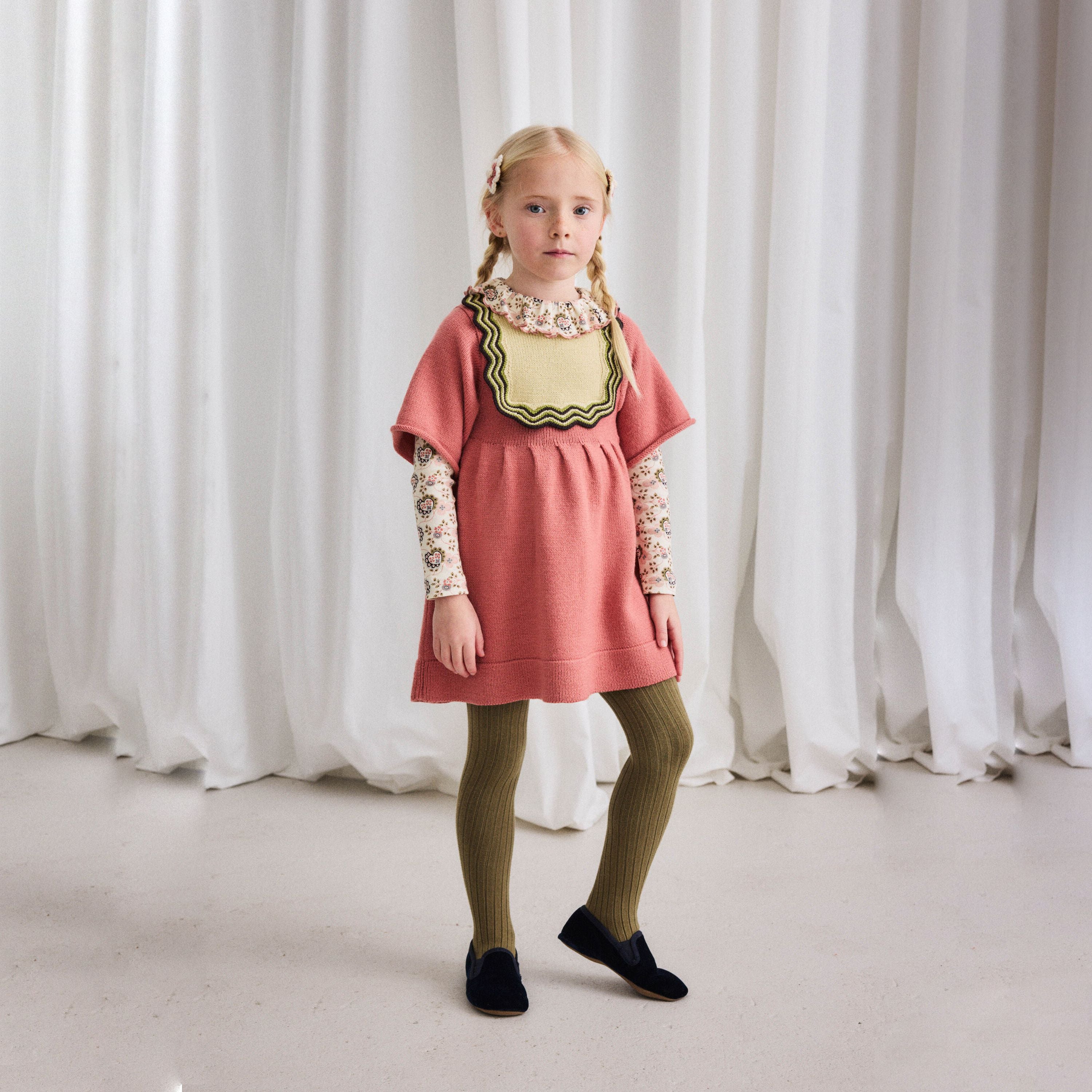 Misha & Puff-Chevron Bib Dress Rosewood