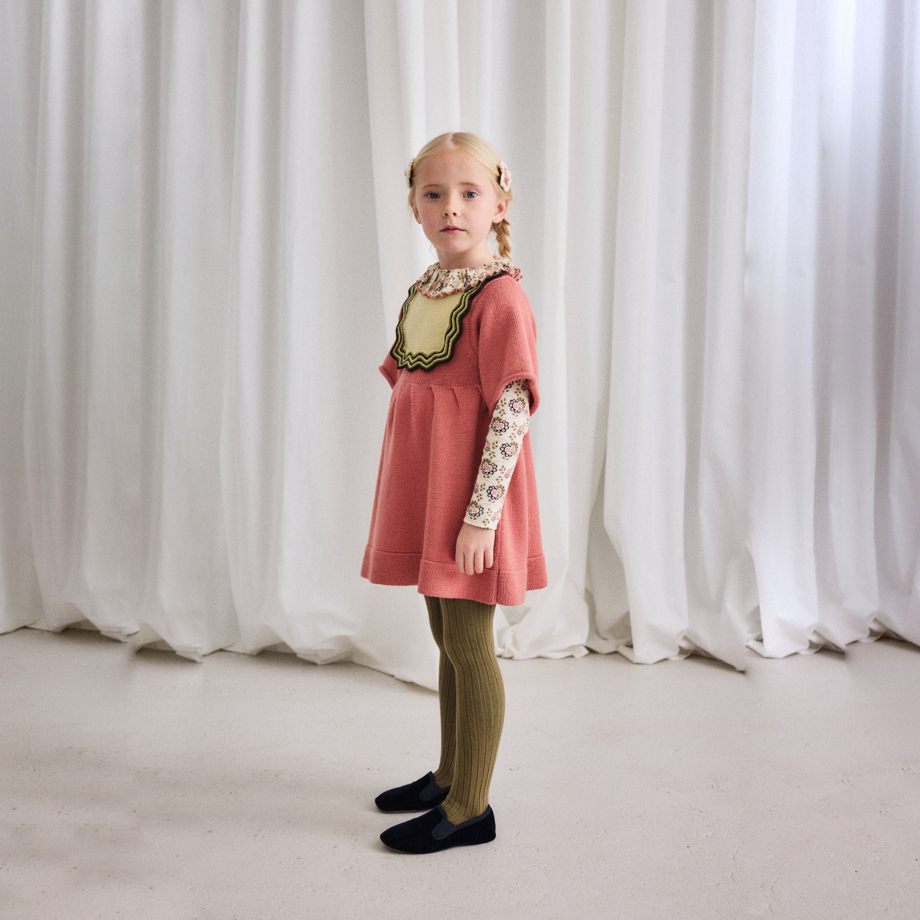 Misha & Puff-Chevron Bib Dress Rosewood