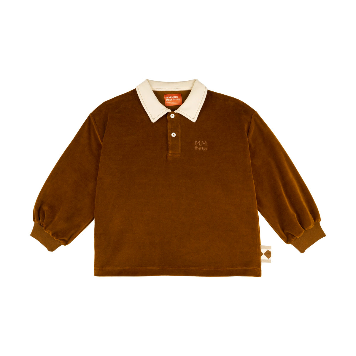 Morning Mess Therapy-Franz Polo Sweatshirt Straight Fit Caramel Velvet