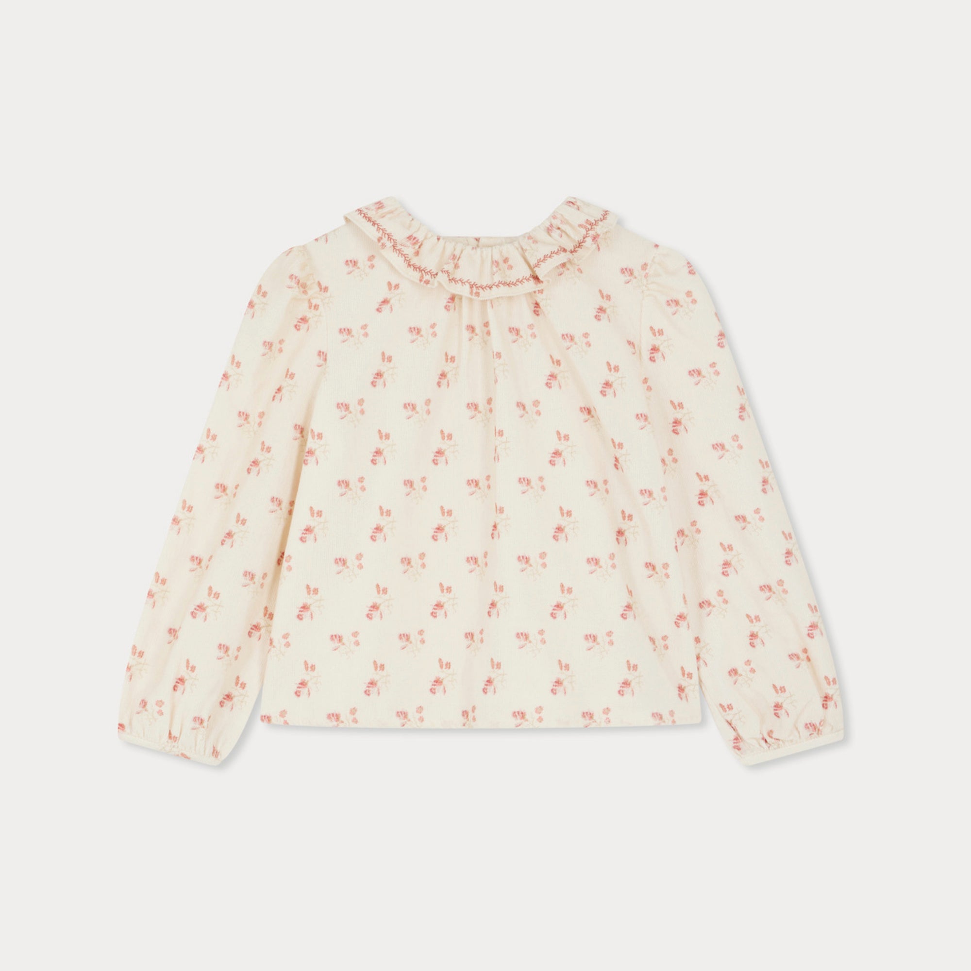 Bonpoint-Timber blouse in printed velvet with cherry embroidery