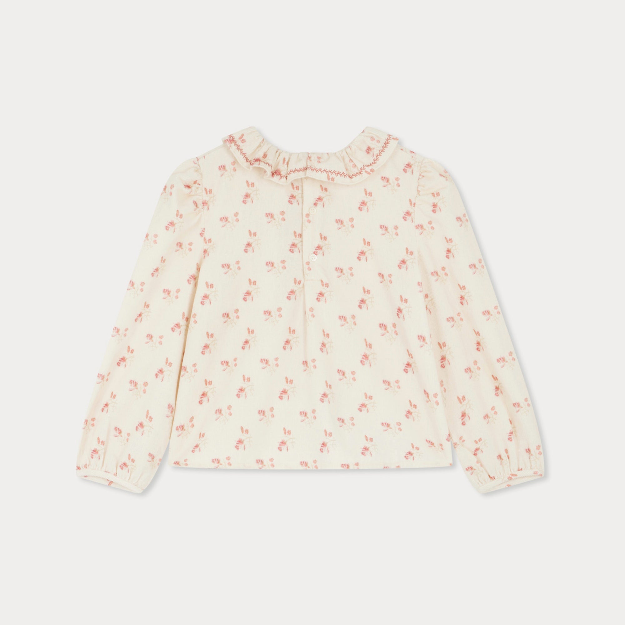 Bonpoint-Timber blouse in printed velvet with cherry embroidery