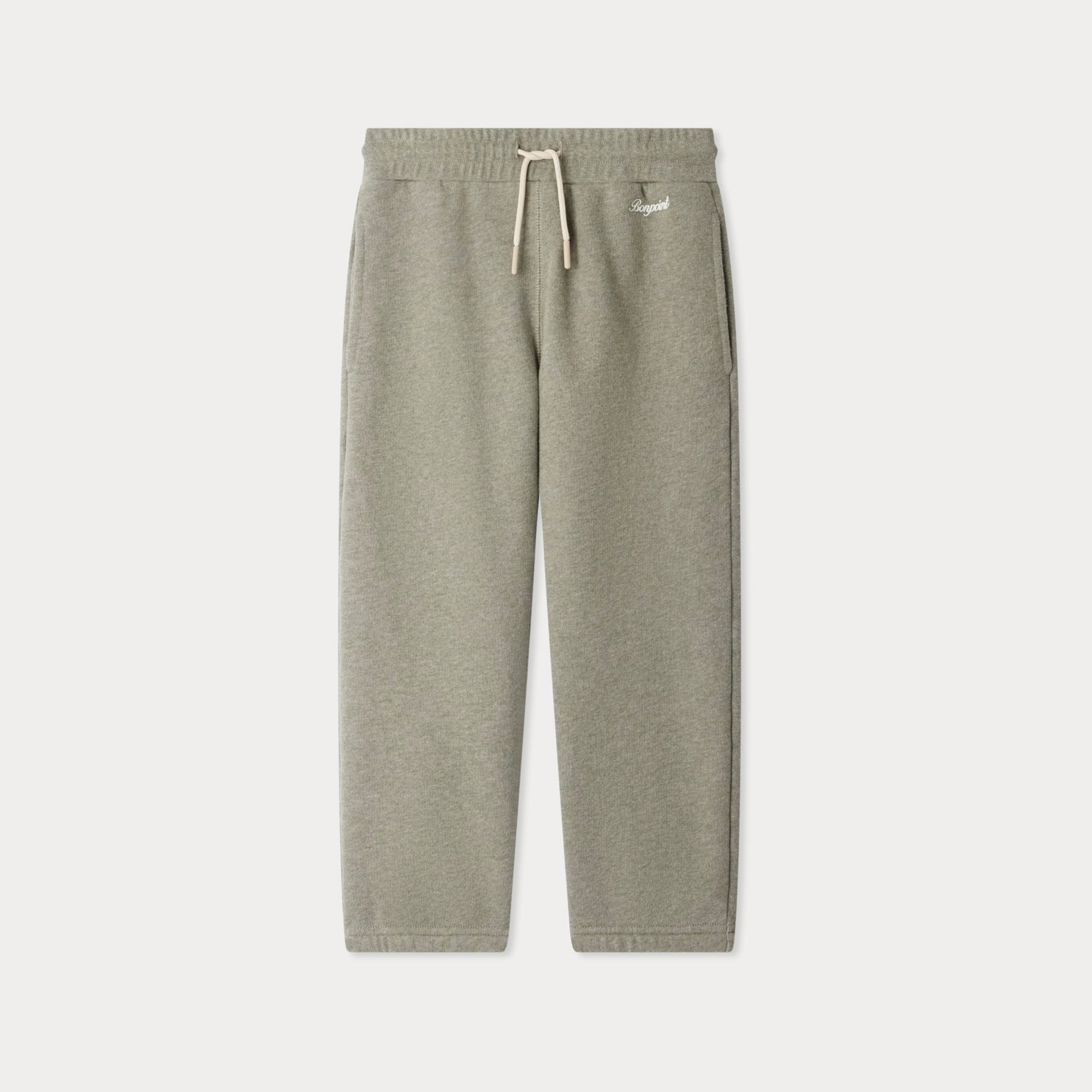 Bonpoint-Tidji jogging pants with elasticated waistband in green organic cotton