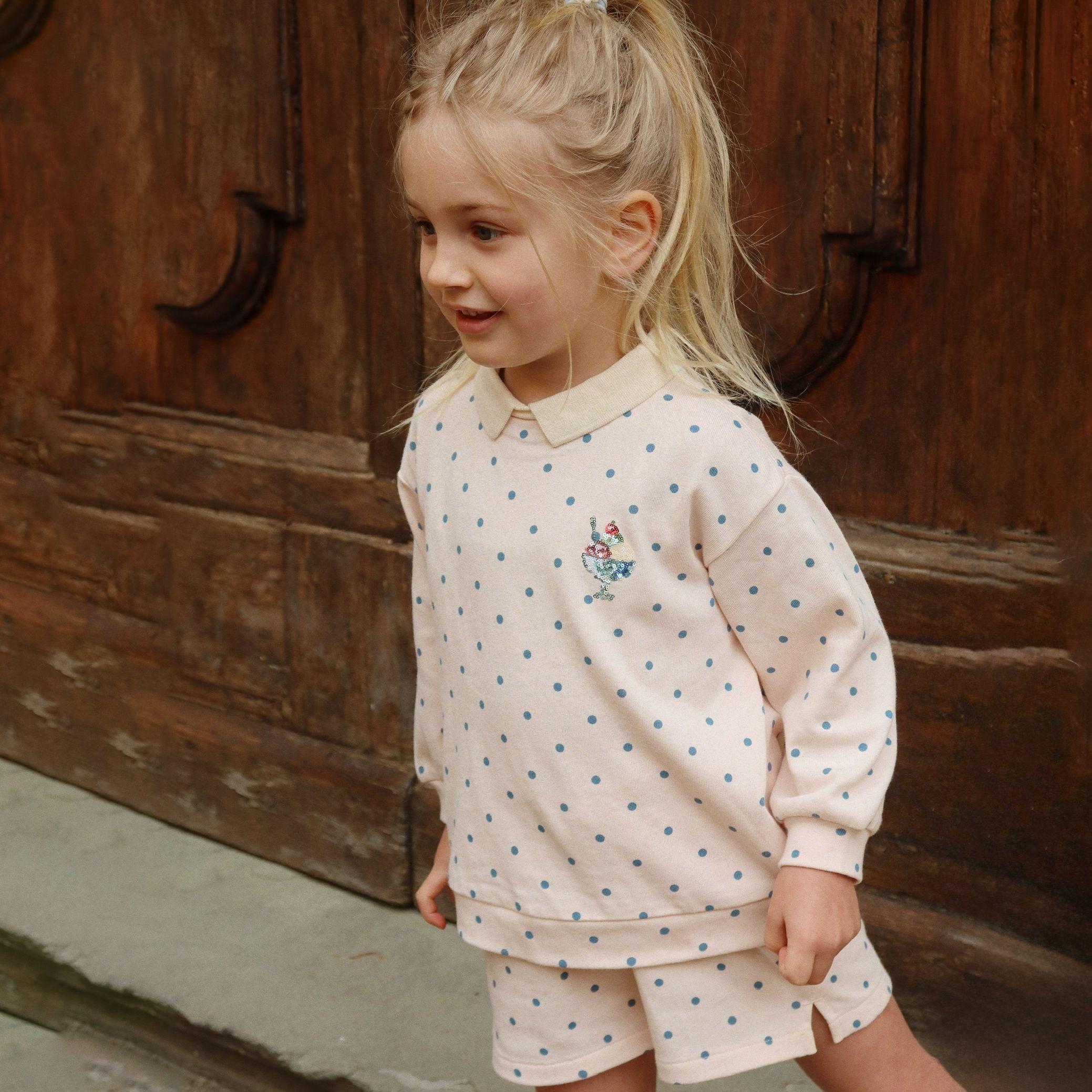 Konges Sløjd-Girl Spotty Sweat Shorts Gots Rosewater Dot