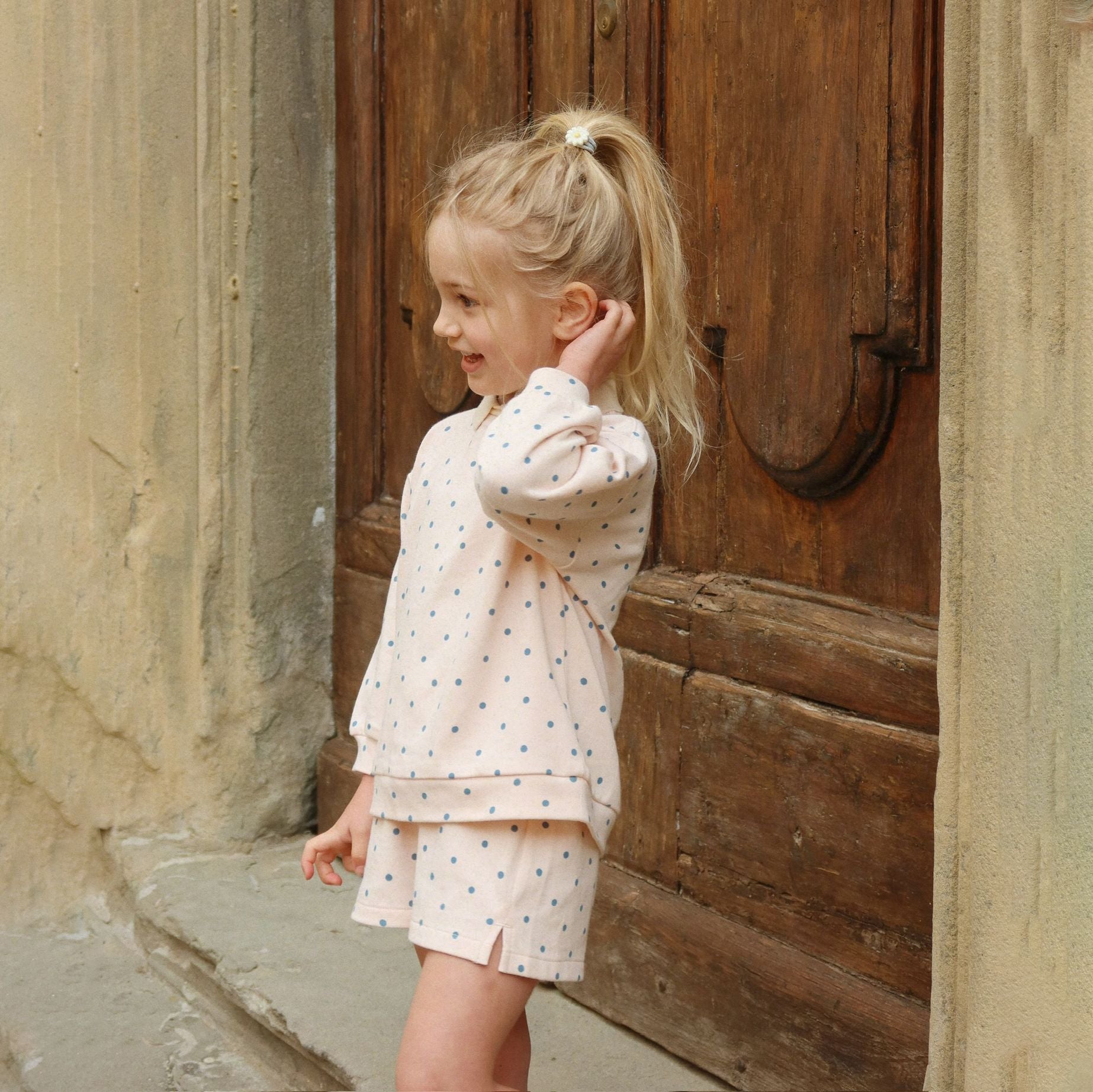 Konges Sløjd-Girl Spotty Sweat Shorts Gots Rosewater Dot