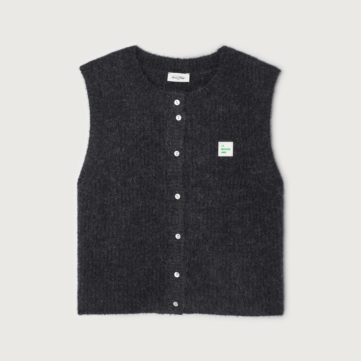 American Vintage-Women Gilet SM Col Rond East Anthracite Chine