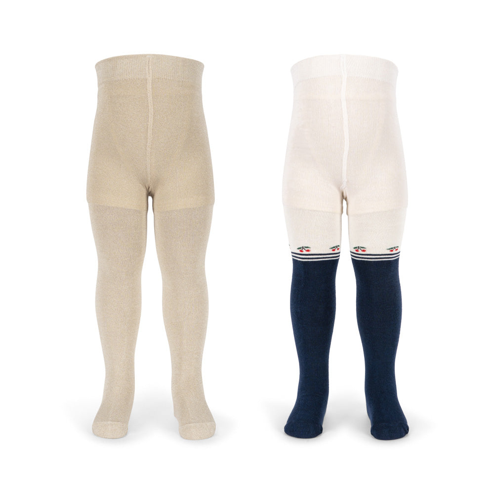 Konges Sløjd-2 Pack Cherry Lurex Tights Cherry Mix