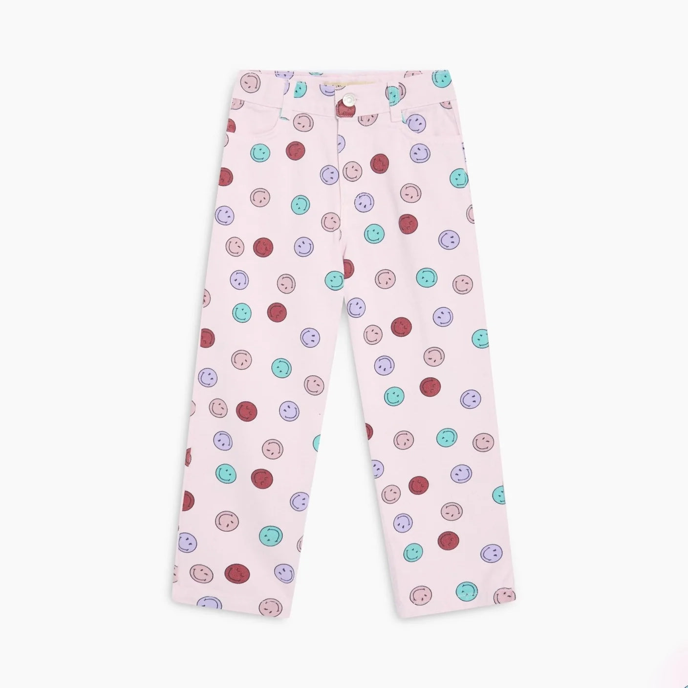 The New Society-Smiley Denim Trouser Smiley Print