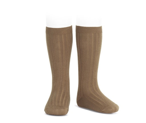 Basic rib knee high socks - Tabaco