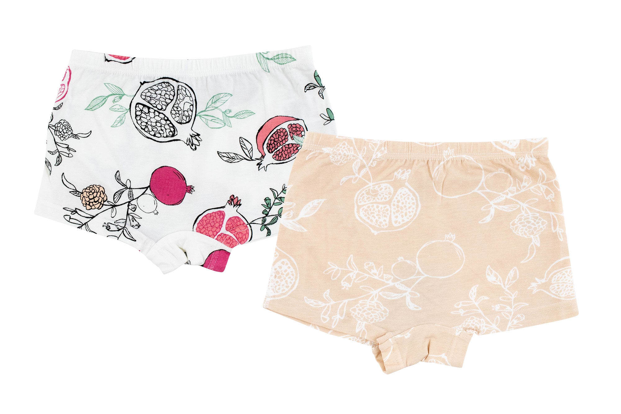 Bamboo Girls Boy Short Underwear (2 Pack) - Pomegranate and Pompom