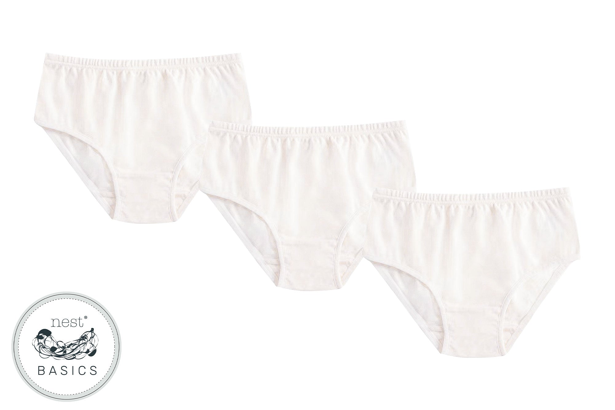 Basics Organic Cotton Ribbed Girls Briefs Underwear (3 Pack)