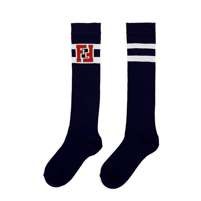 BOY HIGH SOCKS WITH FF LOGO - NAVY
