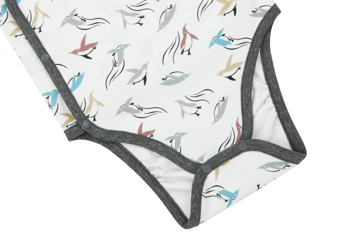 Organic Cotton Kimono Long Sleeve Onesie - Rainbow Swim