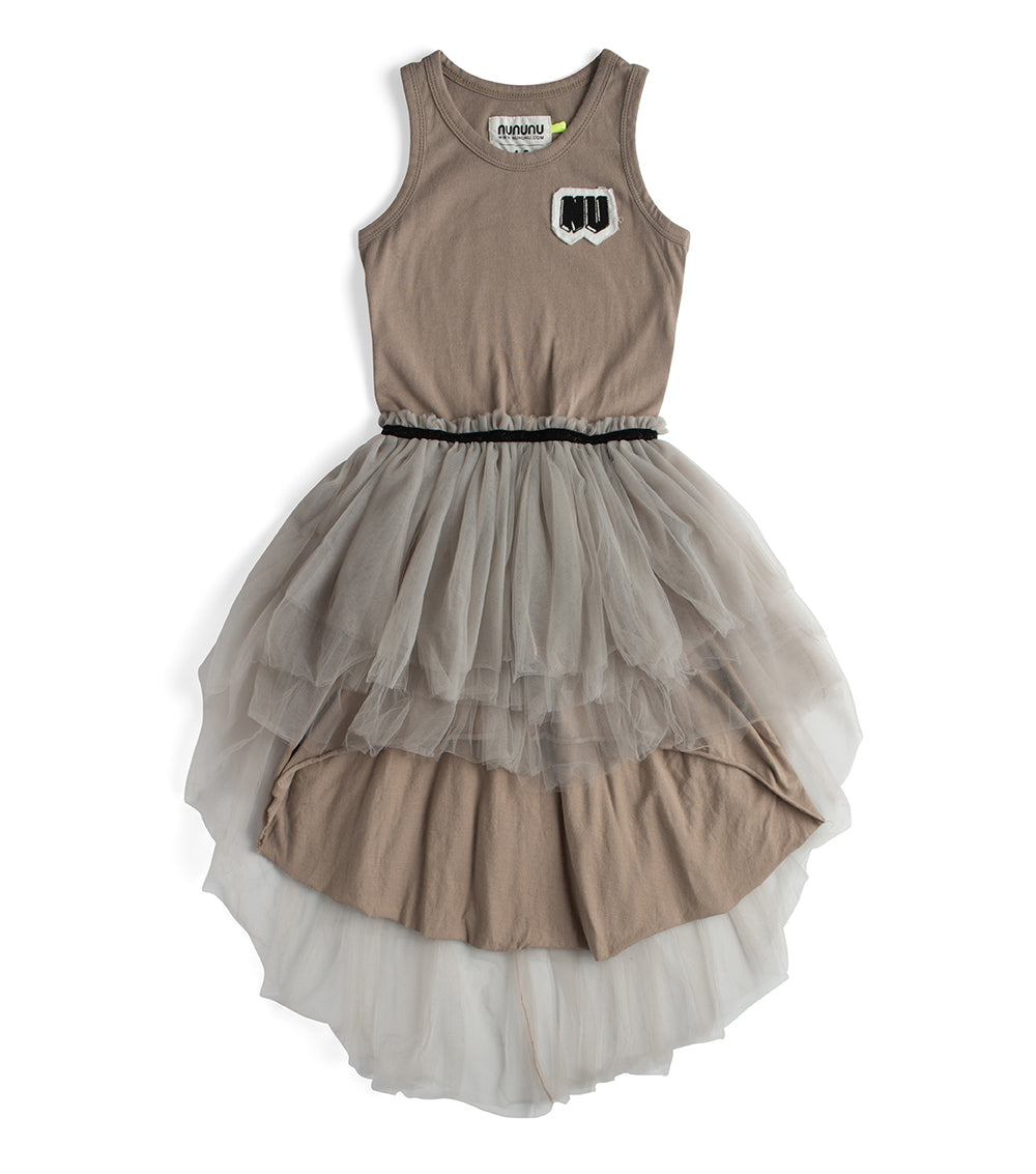 TULLE TANK TOP DRESS - STONE
