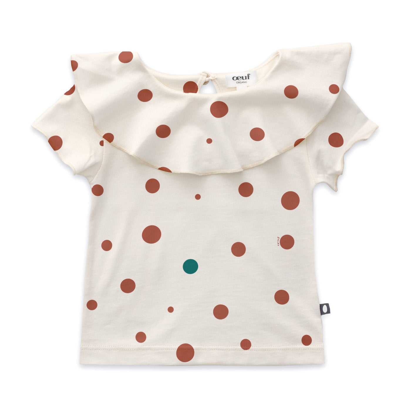 Ruffle Neck Tee Shirt-Gardenia/Dots - Cémarose Canada