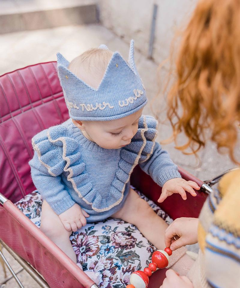 Embroidered Crown, dusty blue