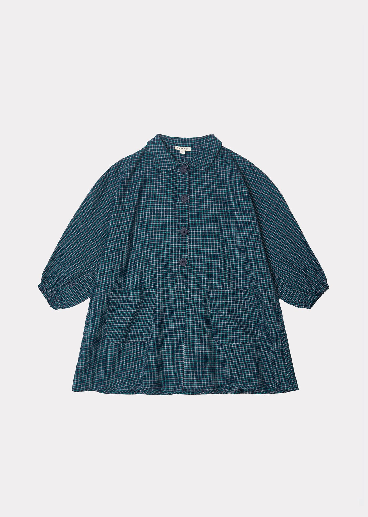 VENUS DRESS, BLUE/GREEN CHECK