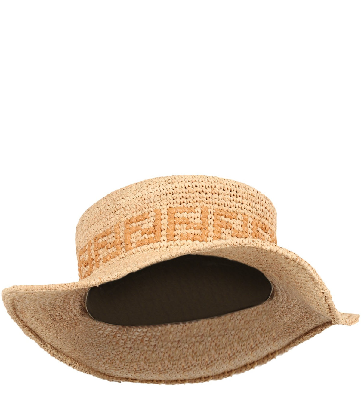 Fendi FF Logo Band Straw Sun Hat Fendi - Beige Straw Logo Sun Hat | Childrensalon Outlet main image 2