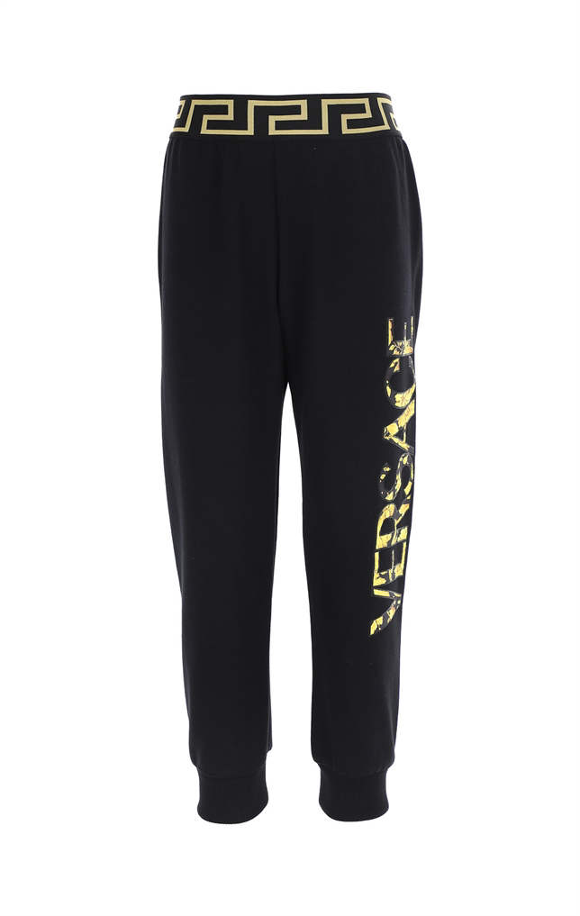 SWEATPANTS + LOGO PRINT, BLACK+GOLD