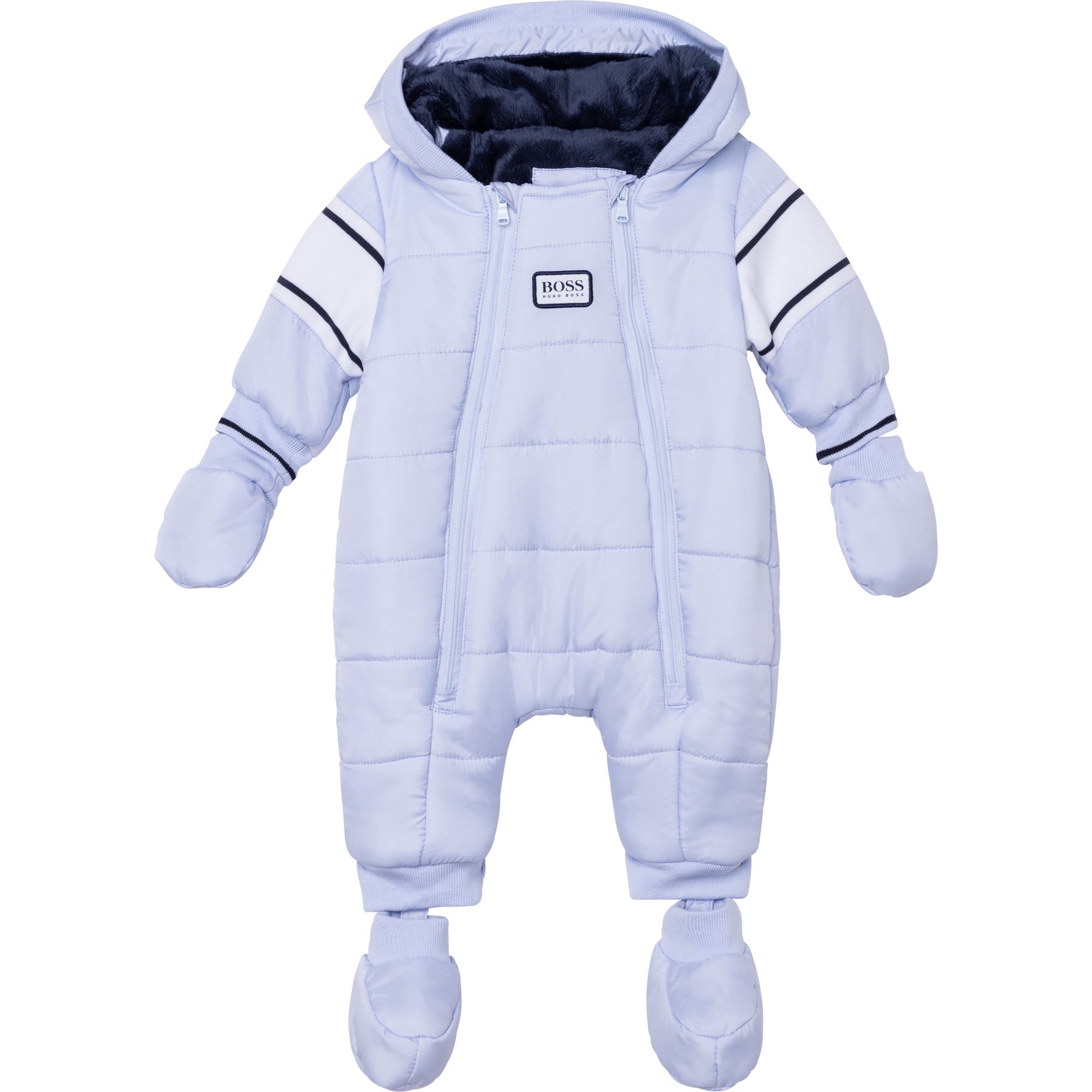 BABY BOYS SNOWSUIT WITH LOGO DETAILS, PALE BLUE