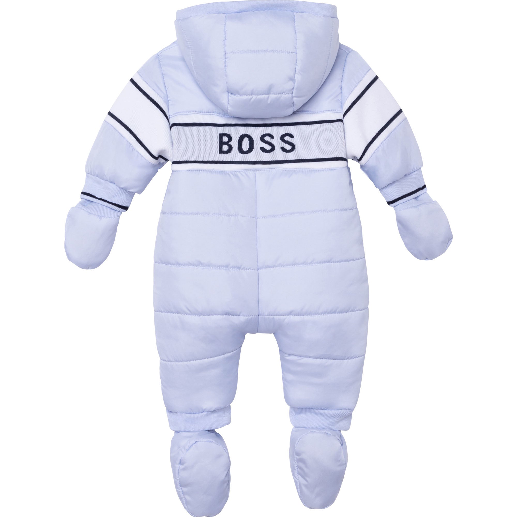 BABY BOYS SNOWSUIT WITH LOGO DETAILS, PALE BLUE