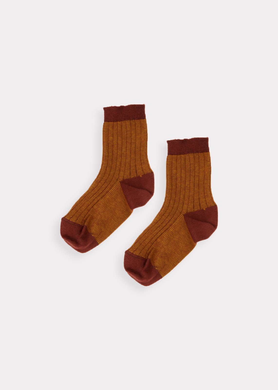CHILD STRIPE RIB ANKLE SOCKS,MUSTARD BROWN - Cémarose Canada