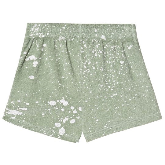 POODLE KIDS SHORTS, GREEN SPLASHES - Cemarose Children's Fashion Boutique