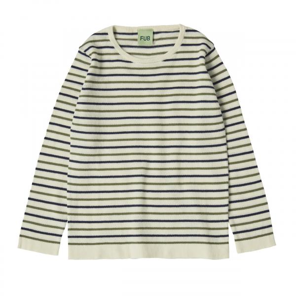 Contrast Striped Blouse-ecru/dark navy/olive