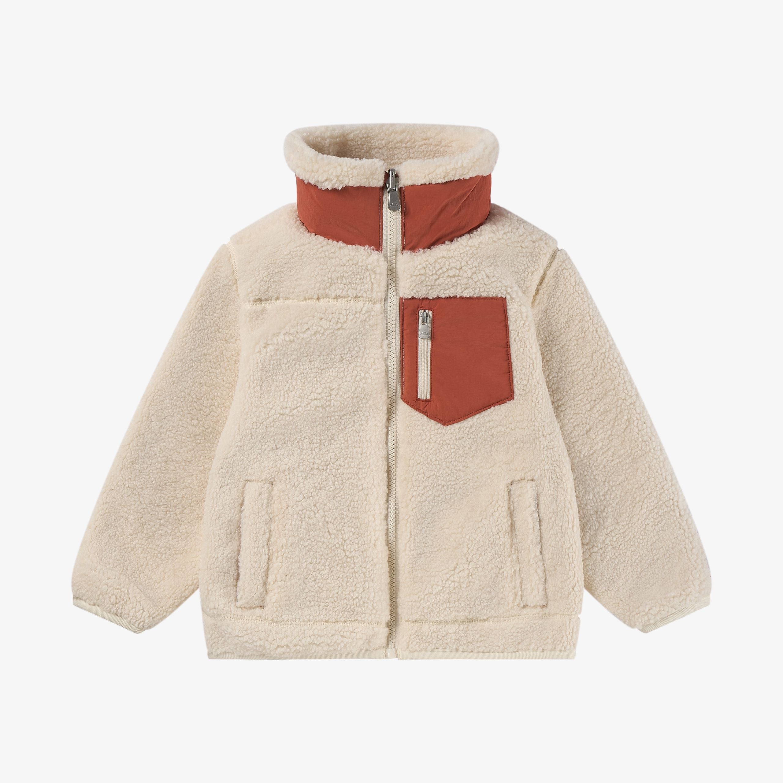 Petite Revery-Recycled Nylon + High Pile Fleece Reversible Jacket Redwood Burl