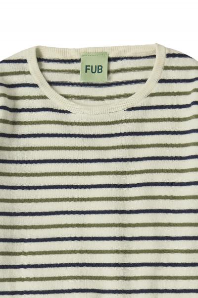 Contrast Striped Blouse-ecru/dark navy/olive