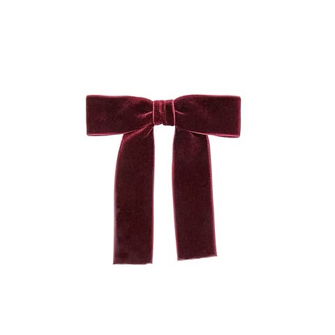 Olilia-Large Velvet Bow-Burgundy