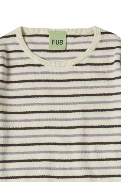 Contrast Striped Blouse-ecru/mulberry/heather