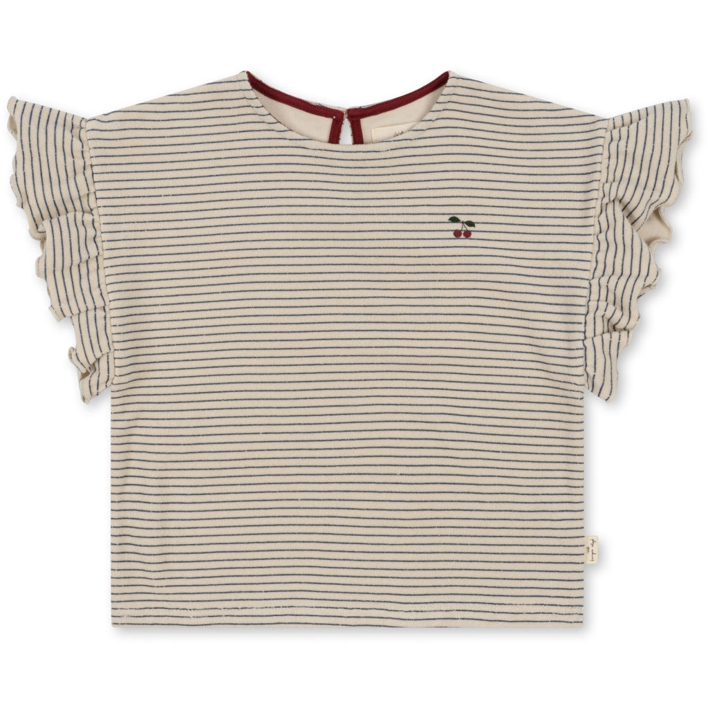 ITTY FRILL TEE GOTS-STRIPE BLUIE