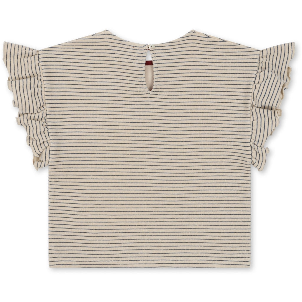 ITTY FRILL TEE GOTS-STRIPE BLUIE