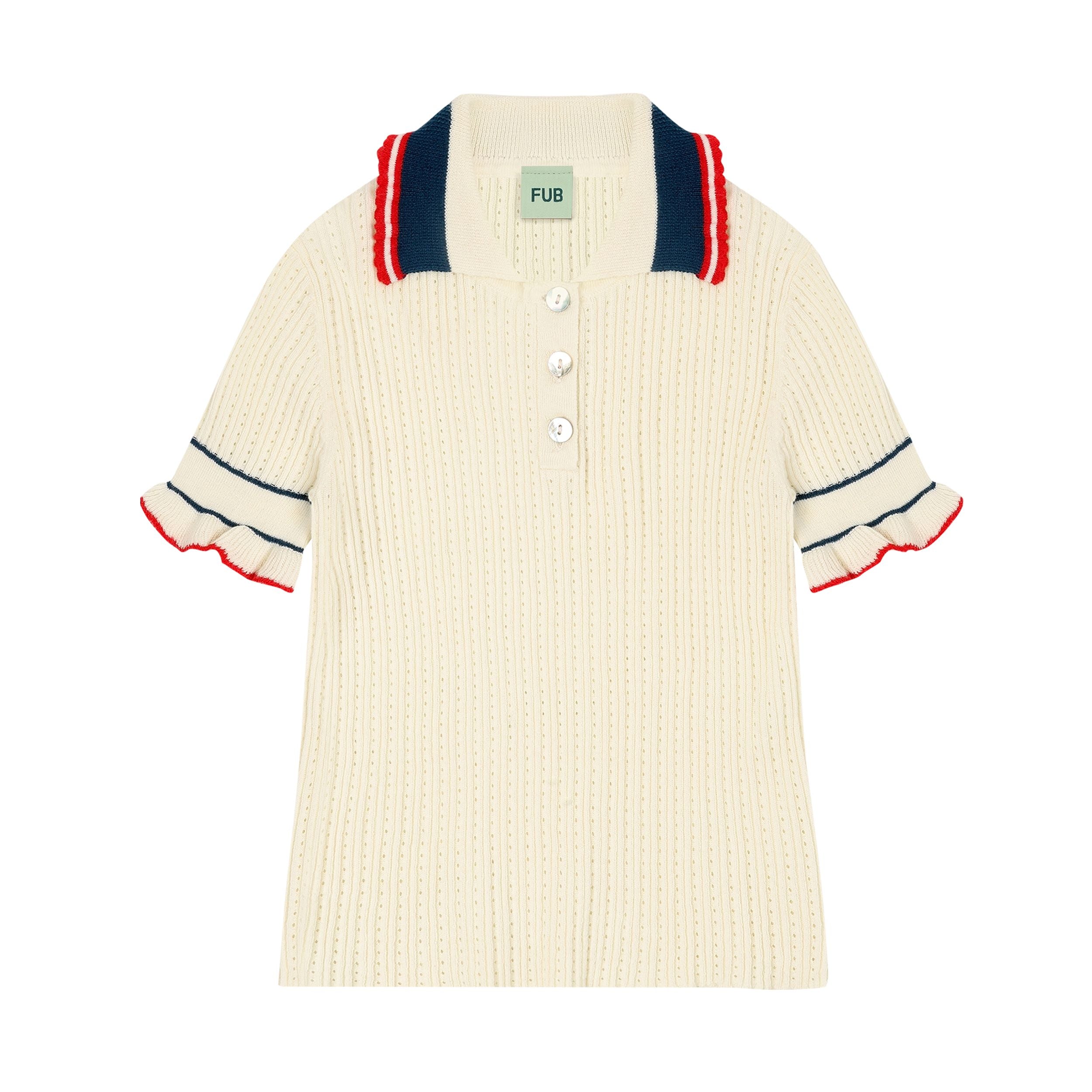 FUB-Girls Pointelle Polo ecru