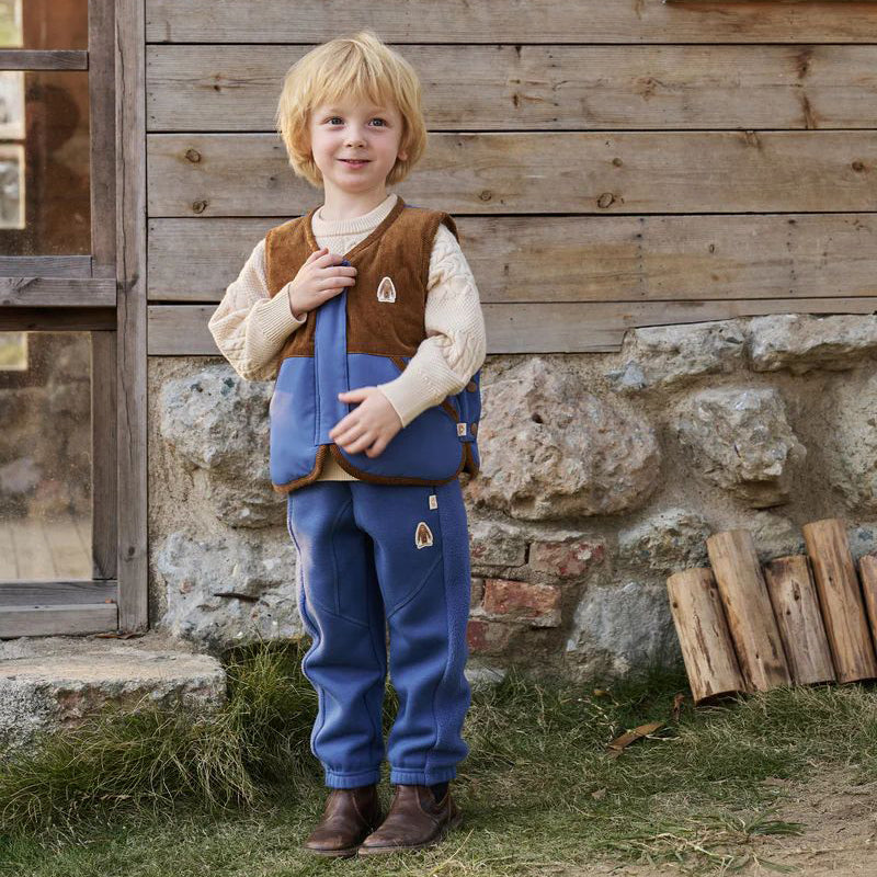 Petite Revery-Recycled Polyester & Corduroy Down Kids Vest Deep Sea Blue