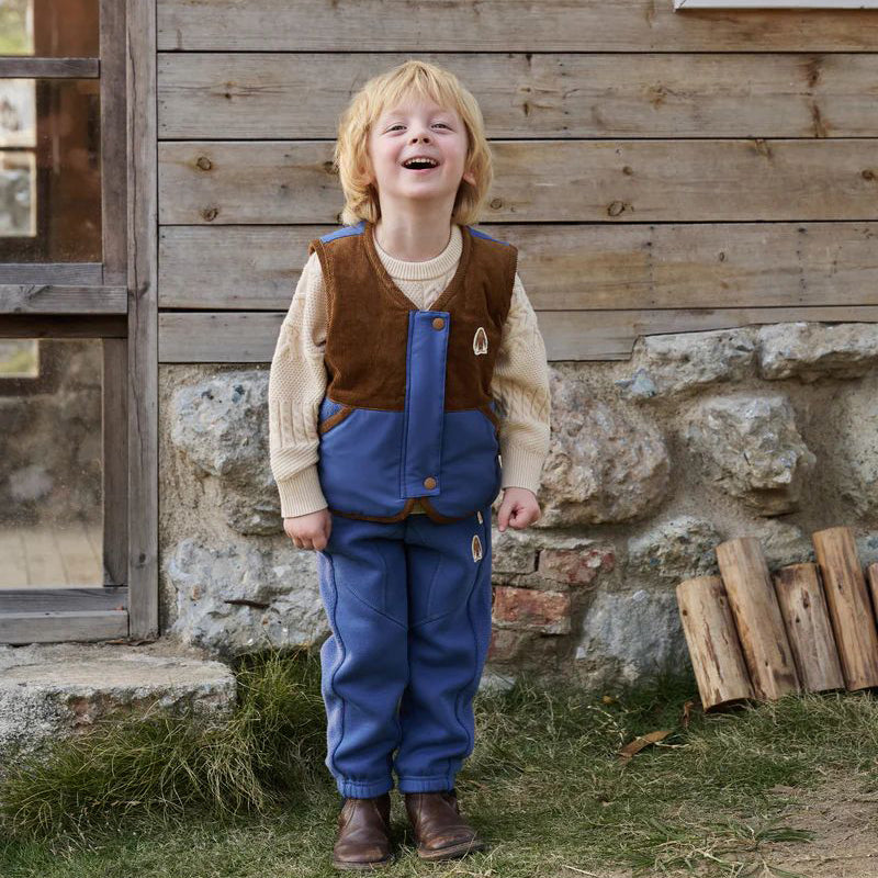 Petite Revery-Recycled Polyester & Corduroy Down Kids Vest Deep Sea Blue