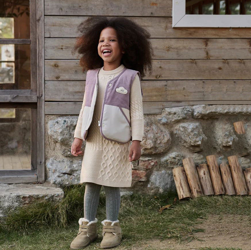Petite Revery-Recycled Polyester & Corduroy Down Kids Vest Cloud