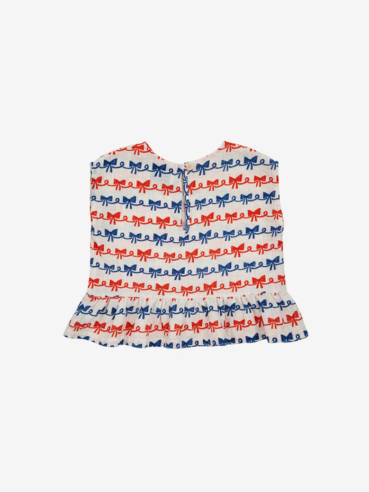 Baby Ribbon Bow all over woven blouse