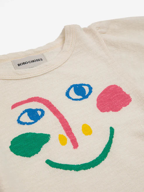 Smiling Mask puffed sleeves T-shirt