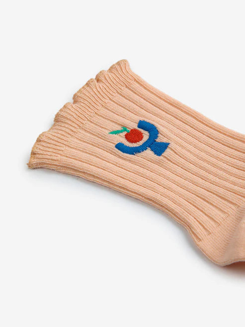 Tomato Plate Embroidery short socks