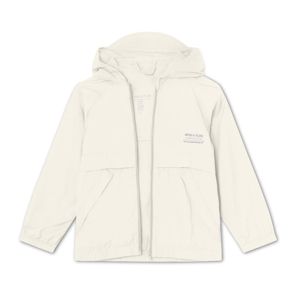 Mini A Ture-White Nylon Print Logo Jacket