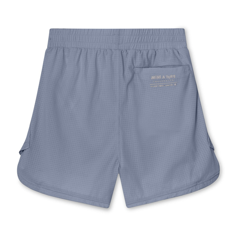 Mini A Ture-Blue Printed Logo Shorts