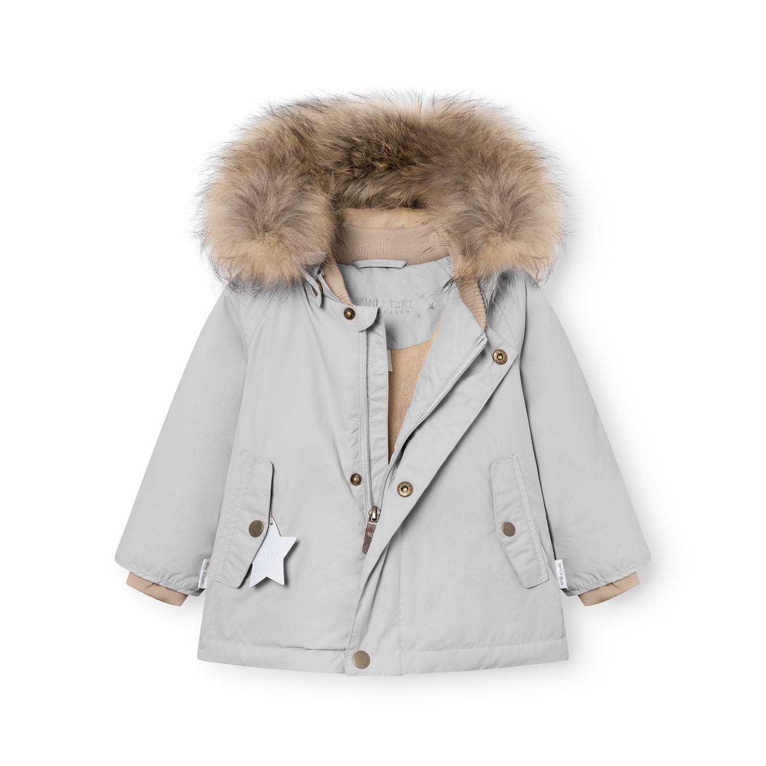 Mini A Ture-MATWALLY fleece lined winter jacket fur. GRS Puritan grey