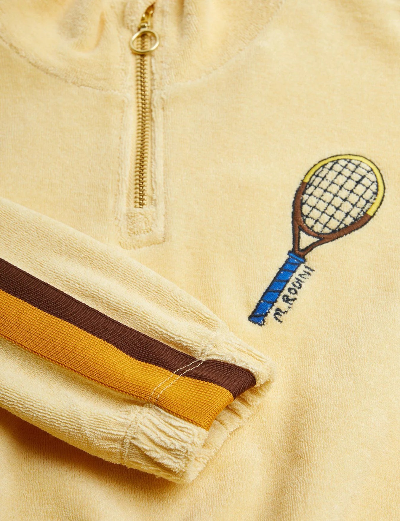 Tennis emb terry halfzip sweatshirt-Yellow