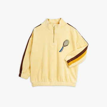 Tennis emb terry halfzip sweatshirt-Yellow