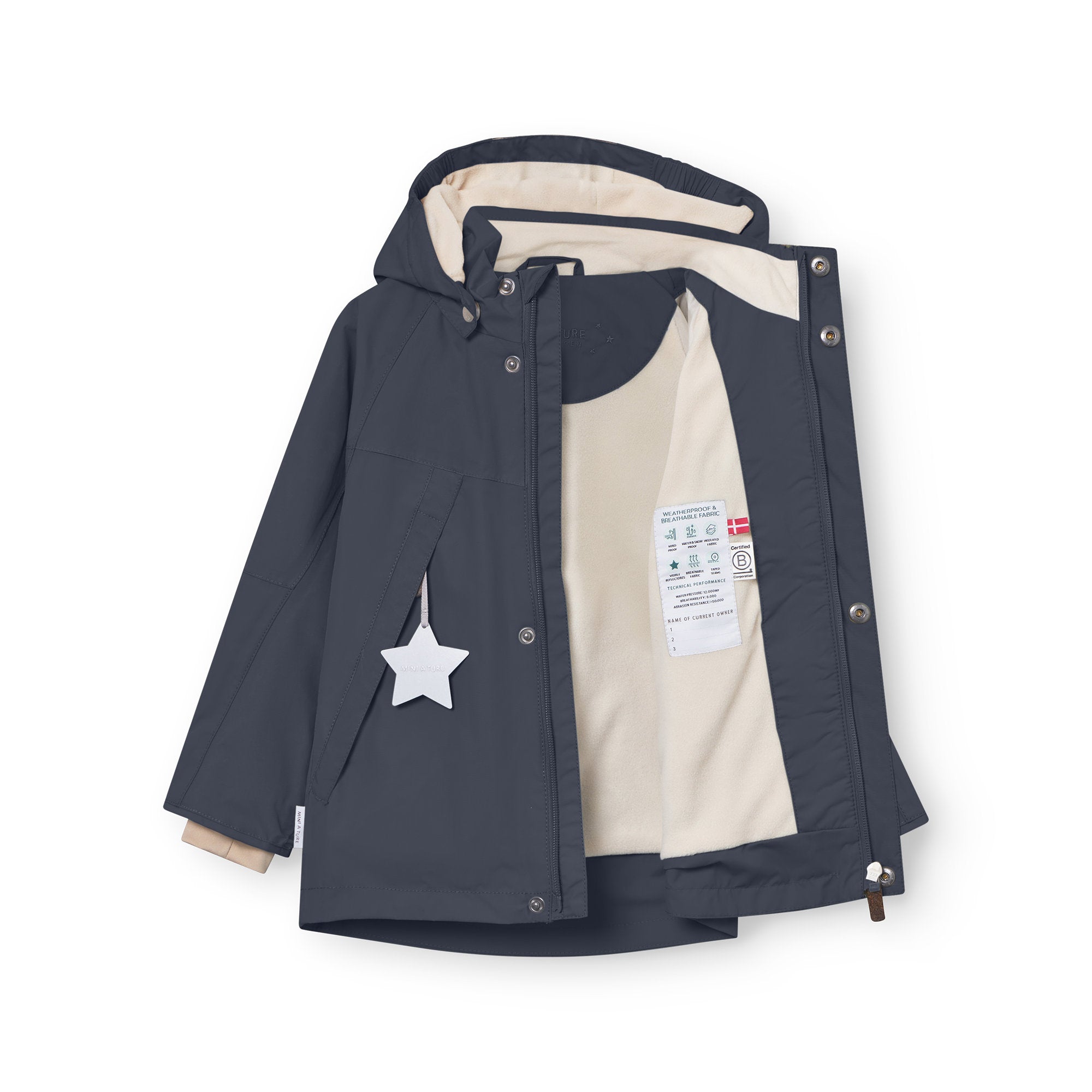 Mini A Ture-MATVALON fleece lined jacket. GRS Ombre blue