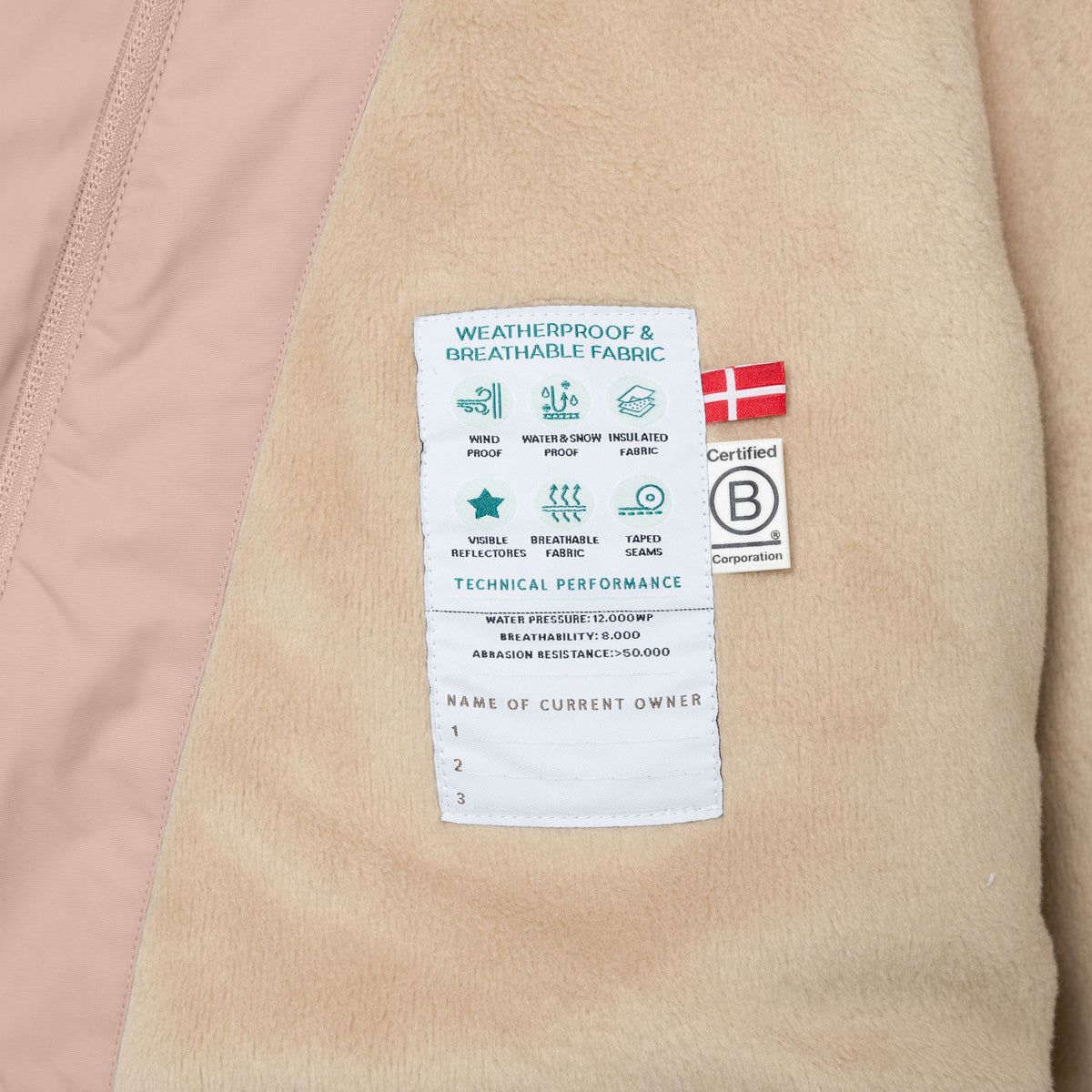 Mini A Ture-MATWANG fleece lined winter jacket. GRS Adobe rose