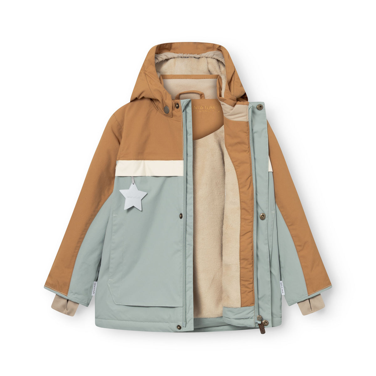 Mini A Ture-MATWALDO fleece lined winter jacket. GRS Slate gray - Brown sugar